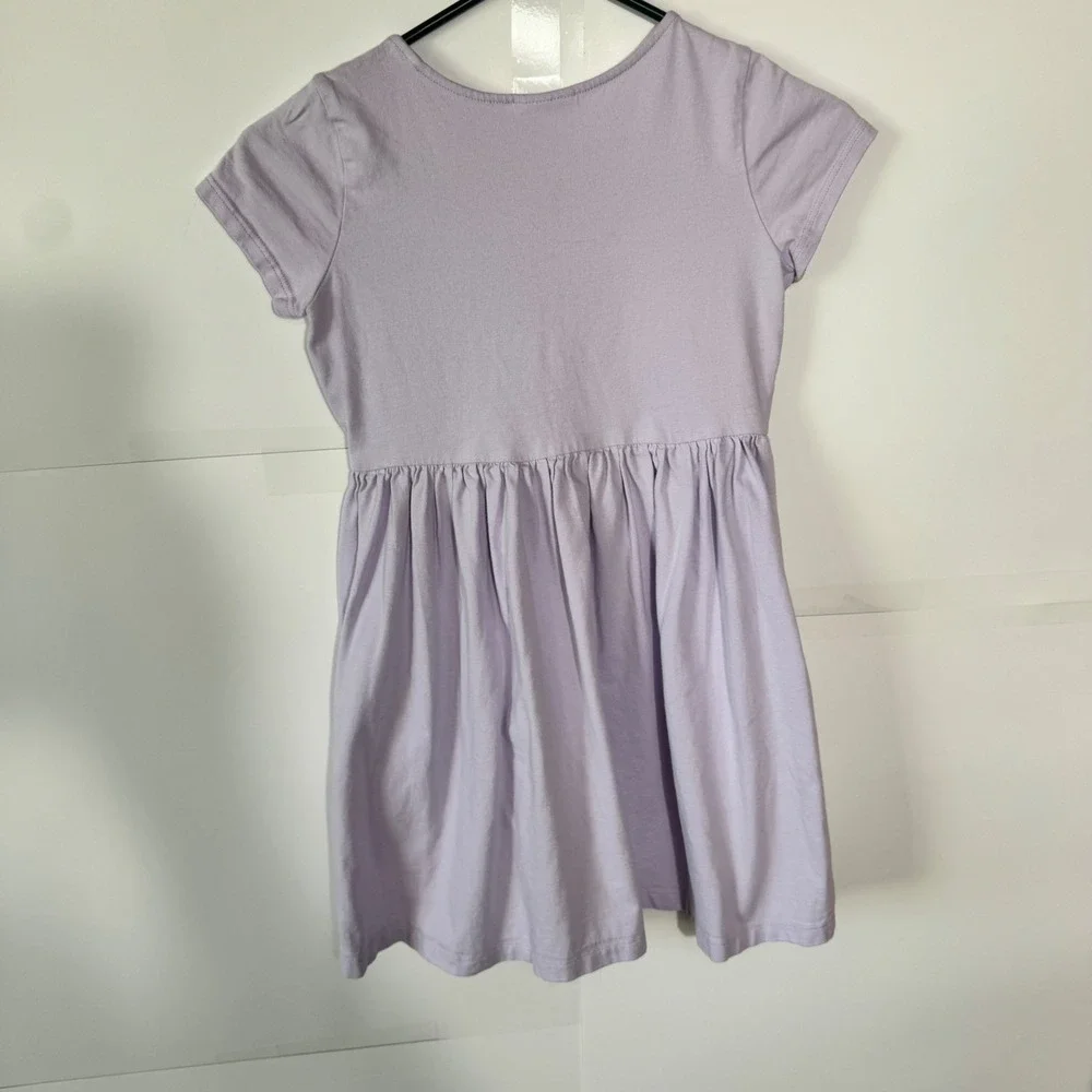 Hanna Andersson Knit Dress Kids Size 10 Lavender Purple Cotton Short Sleeve